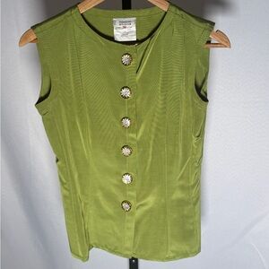Yves Saint Laurent Olive Sleeveless Blouse